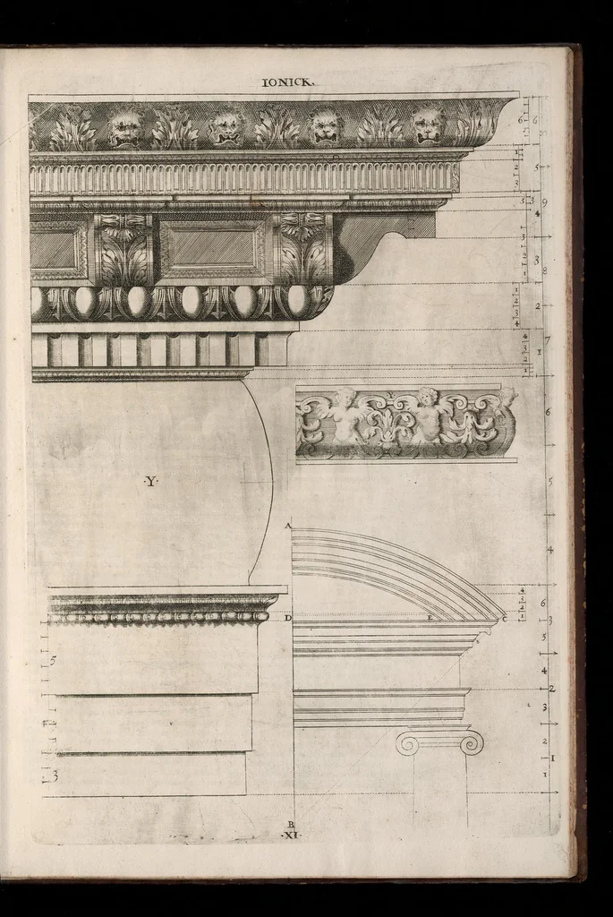 An illustration from A new treatise of architecture, according to Vitruvius : wherein is discoursed of the five orders of columns ..., 1669, leaf 66