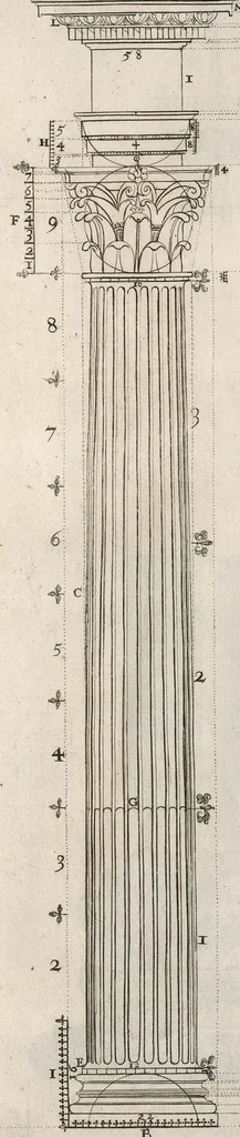 An illustration from A new treatise of architecture, according to Vitruvius : wherein is discoursed of the five orders of columns ..., 1669, leaf 84