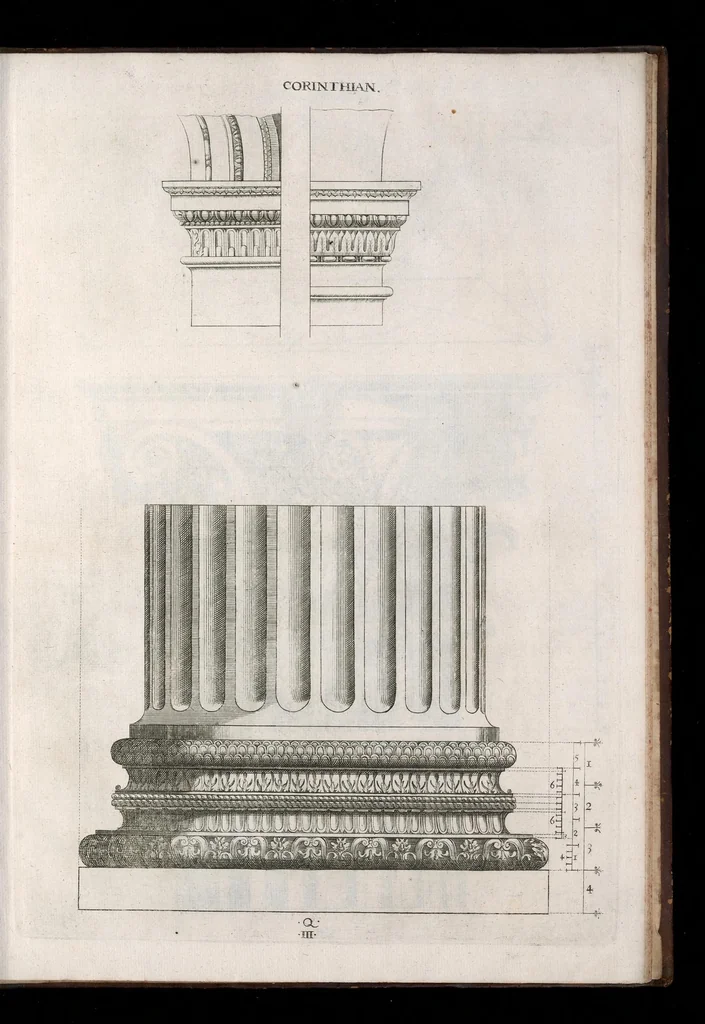 An illustration from A new treatise of architecture, according to Vitruvius : wherein is discoursed of the five orders of columns ..., 1669, leaf 86
