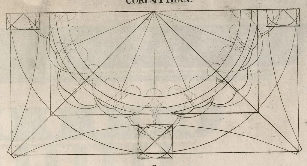 An illustration from A new treatise of architecture, according to Vitruvius : wherein is discoursed of the five orders of columns ..., 1669, leaf 88