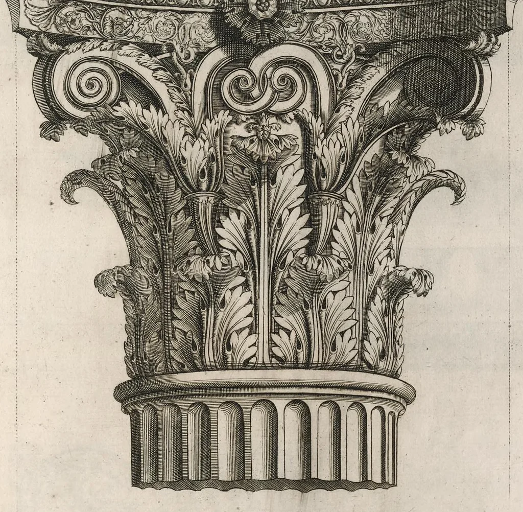 An illustration from A new treatise of architecture, according to Vitruvius : wherein is discoursed of the five orders of columns ..., 1669, leaf 98