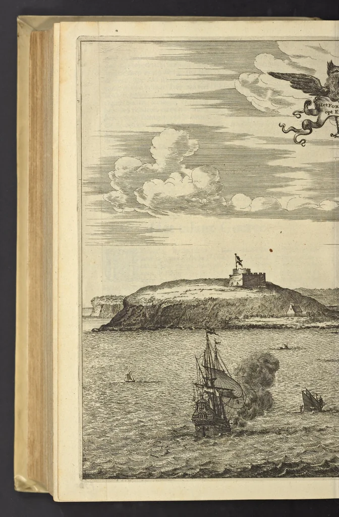 An illustration from Naukeurige beschrijvinge der Afrikaensche eylanden : als Madagaskar, of Sant Laurens, Sant Thomee, d'eilanden van Kanarien, Kaep de Verd, Malta, en andere ..., 1668, leaf 107