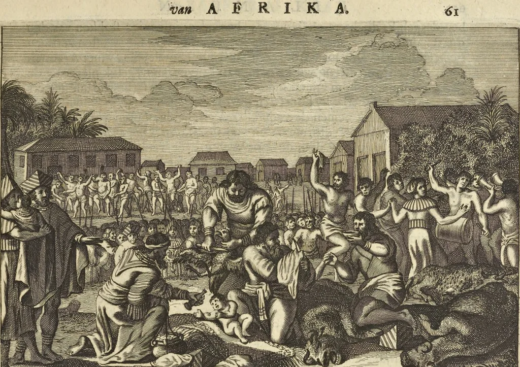 An illustration from Naukeurige beschrijvinge der Afrikaensche eylanden : als Madagaskar, of Sant Laurens, Sant Thomee, d'eilanden van Kanarien, Kaep de Verd, Malta, en andere ..., 1668, leaf 68