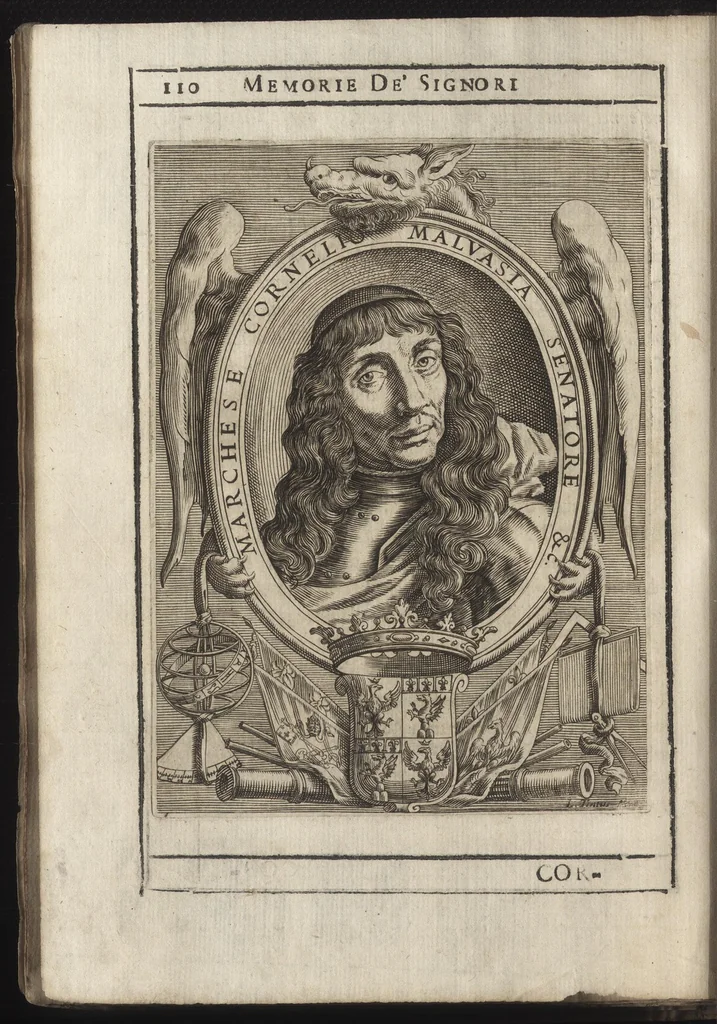 An illustration from Memorie imprese, e ritratti de' signori Accademici Gelati di Bologna, 1672, leaf 143