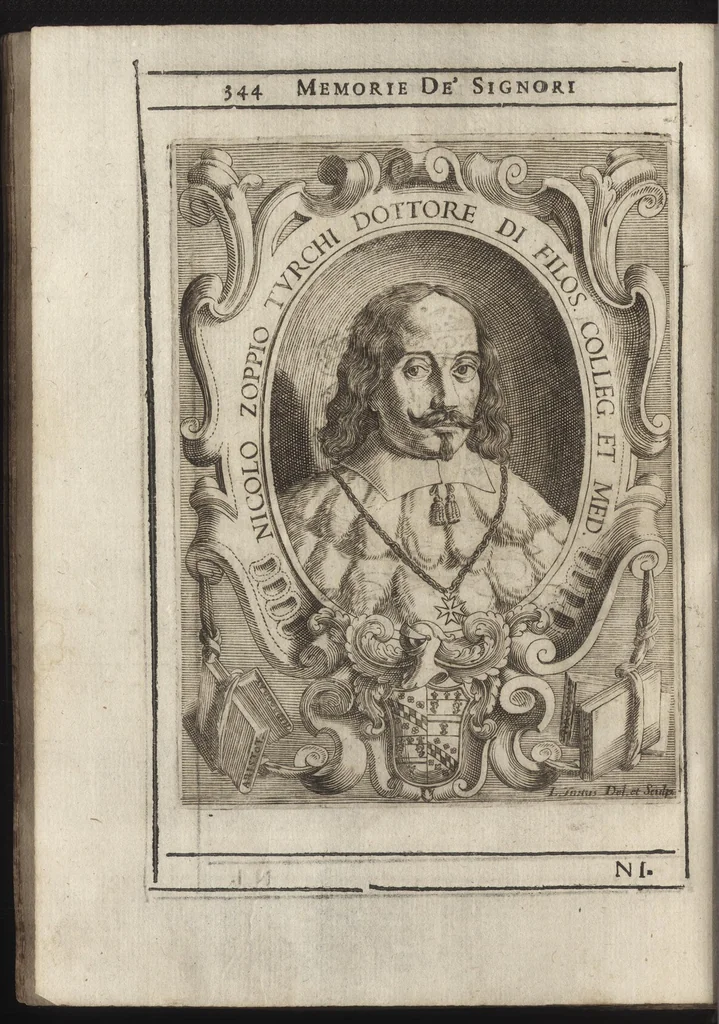 An illustration from Memorie imprese, e ritratti de' signori Accademici Gelati di Bologna, 1672, leaf 383