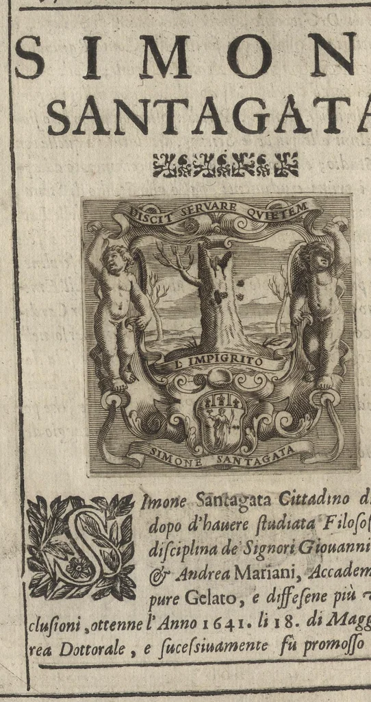 An illustration from Memorie imprese, e ritratti de' signori Accademici Gelati di Bologna, 1672, leaf 417