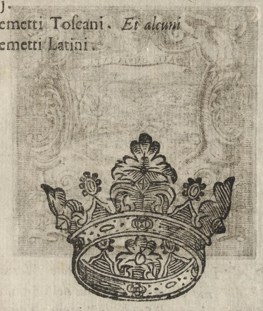 An illustration from Memorie imprese, e ritratti de' signori Accademici Gelati di Bologna, 1672, leaf 432