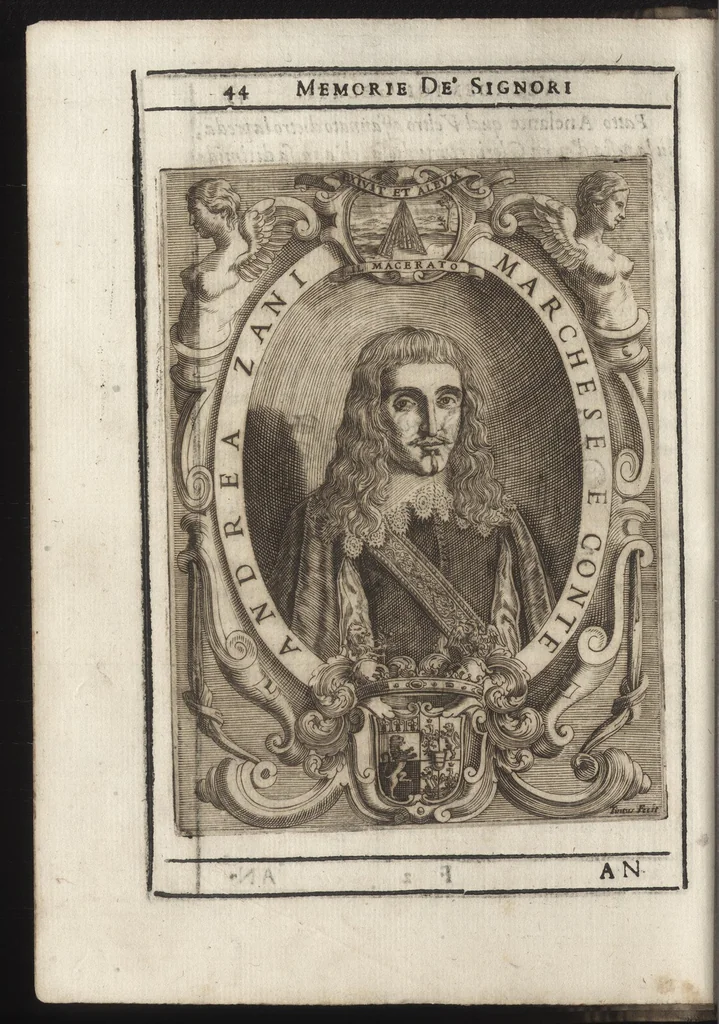 An illustration from Memorie imprese, e ritratti de' signori Accademici Gelati di Bologna, 1672, leaf 71