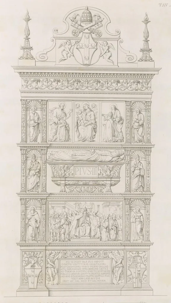 An illustration from Raccolta di monumenti sacri e sepolcrali scolpiti in Roma nei secoli XV. e XVI, 1853, leaf 344