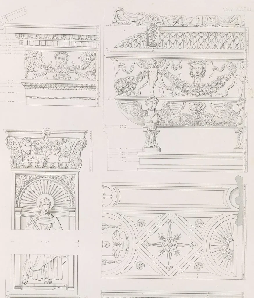 An illustration from Raccolta di monumenti sacri e sepolcrali scolpiti in Roma nei secoli XV. e XVI, 1853, leaf 80