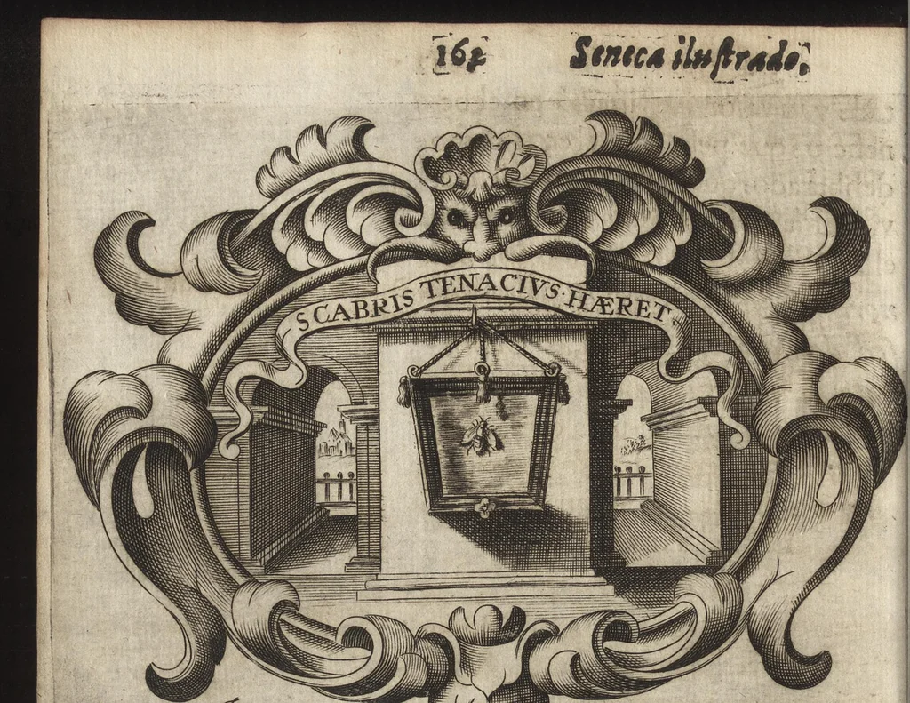 An illustration from L. Anneo Seneca ilustrado en blasones politicos y morales : y su impugnador impugnado de si mismo, 1670, leaf 207