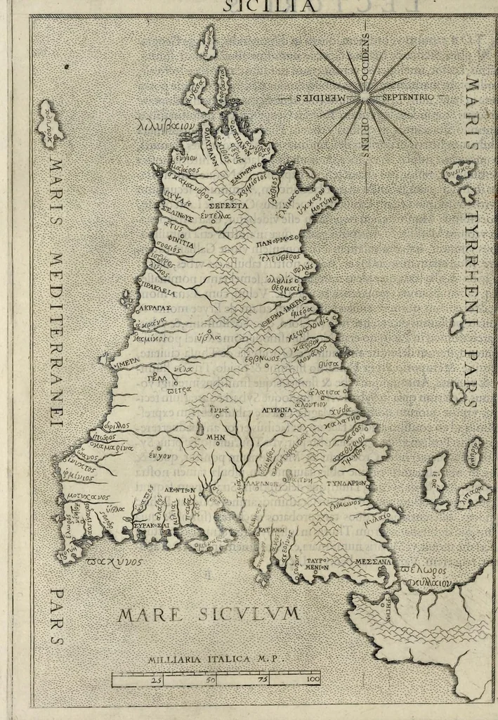 An illustration from Sicilia et Magna Graecia, sive, Historiae urbium et populorum Graeciae ex antiquis numismatibus liber primus, 1644, leaf 55