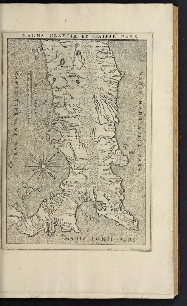 An illustration from Sicilia et Magna Graecia, sive, Historiae urbium et populorum Graeciae ex antiquis numismatibus liber primus, 1644, leaf 56