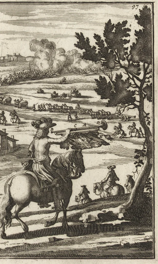 An illustration from Les travaux de Mars, ou, L'art de la guerre : divisé en trois parties ... : avec un ample détail de la milice des Turcs, tant pour l'attaque que pour la deffence : ouvrage enrichi de plus de quatre cens planches gravées en taille-douce, 1684, leaf 112