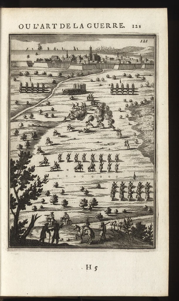 An illustration from Les travaux de Mars, ou, L'art de la guerre : divisé en trois parties ... : avec un ample détail de la milice des Turcs, tant pour l'attaque que pour la deffence : ouvrage enrichi de plus de quatre cens planches gravées en taille-douce, 1684, leaf 136