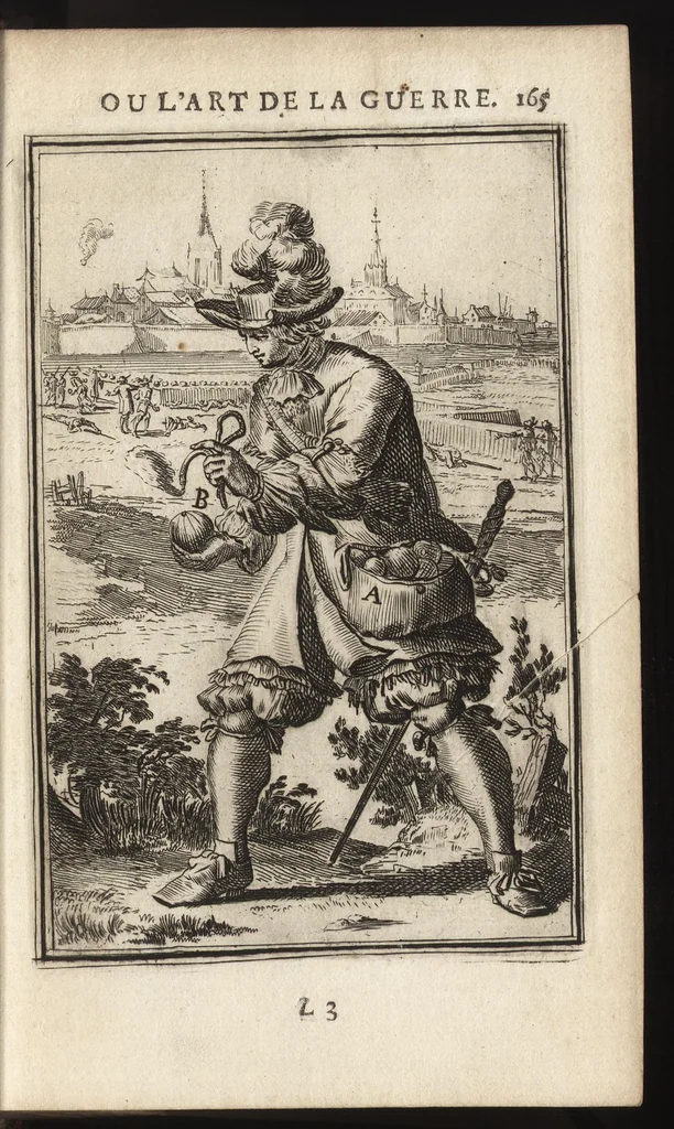 An illustration from Les travaux de Mars, ou, L'art de la guerre : divisé en trois parties ... : avec un ample détail de la milice des Turcs, tant pour l'attaque que pour la deffence : ouvrage enrichi de plus de quatre cens planches gravées en taille-douce, 1684, leaf 180
