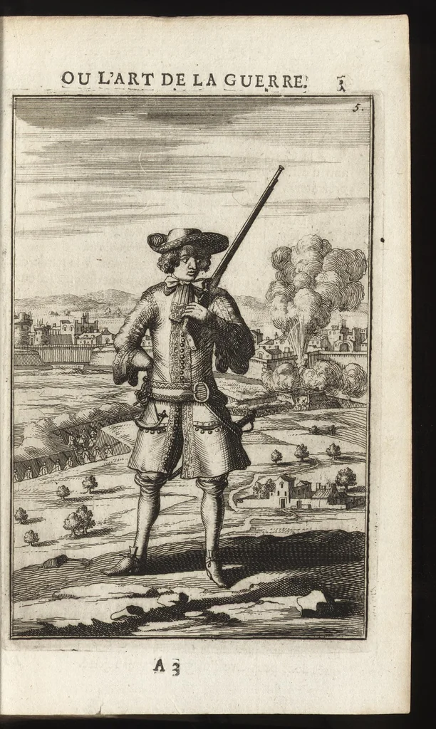 An illustration from Les travaux de Mars, ou, L'art de la guerre : divisé en trois parties ... : avec un ample détail de la milice des Turcs, tant pour l'attaque que pour la deffence : ouvrage enrichi de plus de quatre cens planches gravées en taille-douce, 1684, leaf 20
