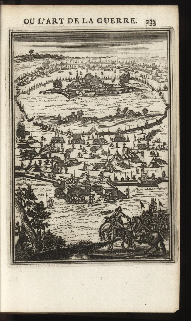 An illustration from Les travaux de Mars, ou, L'art de la guerre : divisé en trois parties ... : avec un ample détail de la milice des Turcs, tant pour l'attaque que pour la deffence : ouvrage enrichi de plus de quatre cens planches gravées en taille-douce, 1684, leaf 248