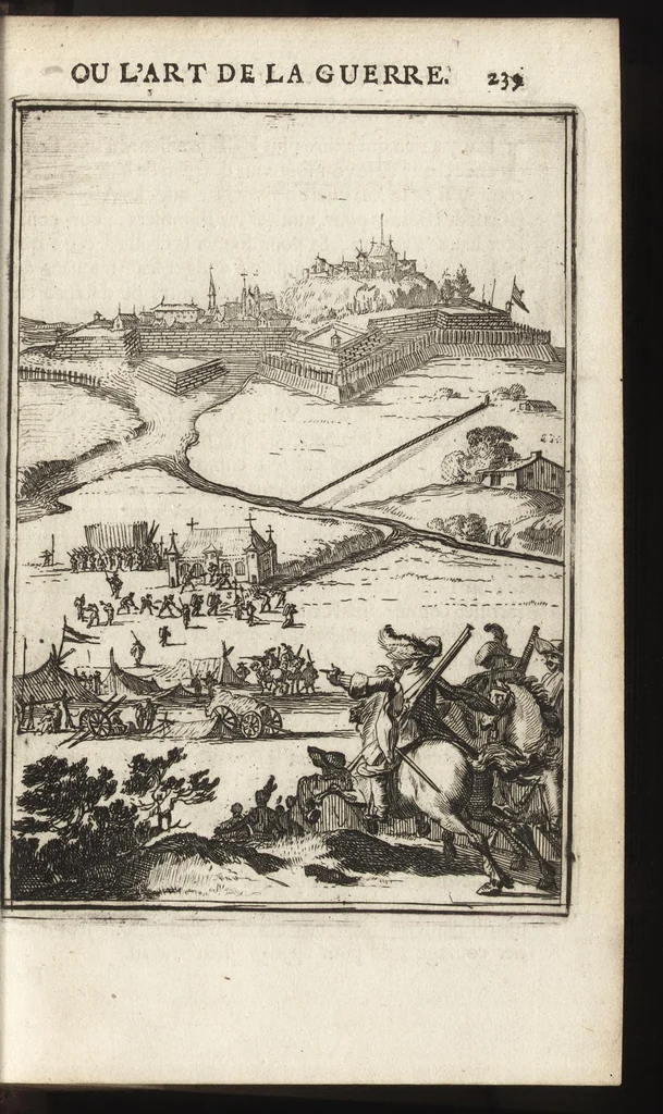 An illustration from Les travaux de Mars, ou, L'art de la guerre : divisé en trois parties ... : avec un ample détail de la milice des Turcs, tant pour l'attaque que pour la deffence : ouvrage enrichi de plus de quatre cens planches gravées en taille-douce, 1684, leaf 254