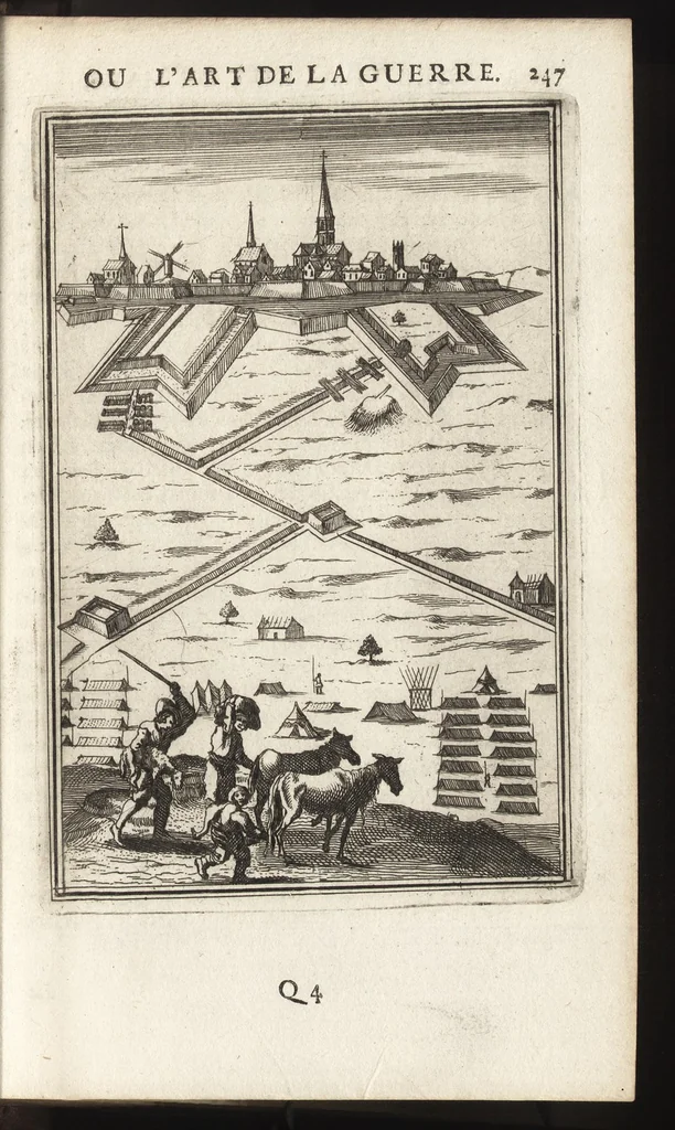 An illustration from Les travaux de Mars, ou, L'art de la guerre : divisé en trois parties ... : avec un ample détail de la milice des Turcs, tant pour l'attaque que pour la deffence : ouvrage enrichi de plus de quatre cens planches gravées en taille-douce, 1684, leaf 262