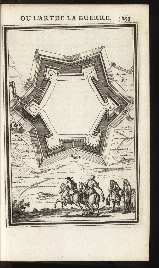 An illustration from Les travaux de Mars, ou, L'art de la guerre : divisé en trois parties ... : avec un ample détail de la milice des Turcs, tant pour l'attaque que pour la deffence : ouvrage enrichi de plus de quatre cens planches gravées en taille-douce, 1684, leaf 268