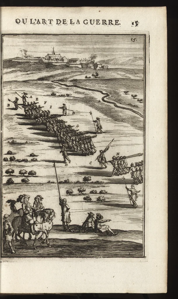An illustration from Les travaux de Mars, ou, L'art de la guerre : divisé en trois parties ... : avec un ample détail de la milice des Turcs, tant pour l'attaque que pour la deffence : ouvrage enrichi de plus de quatre cens planches gravées en taille-douce, 1684, leaf 30