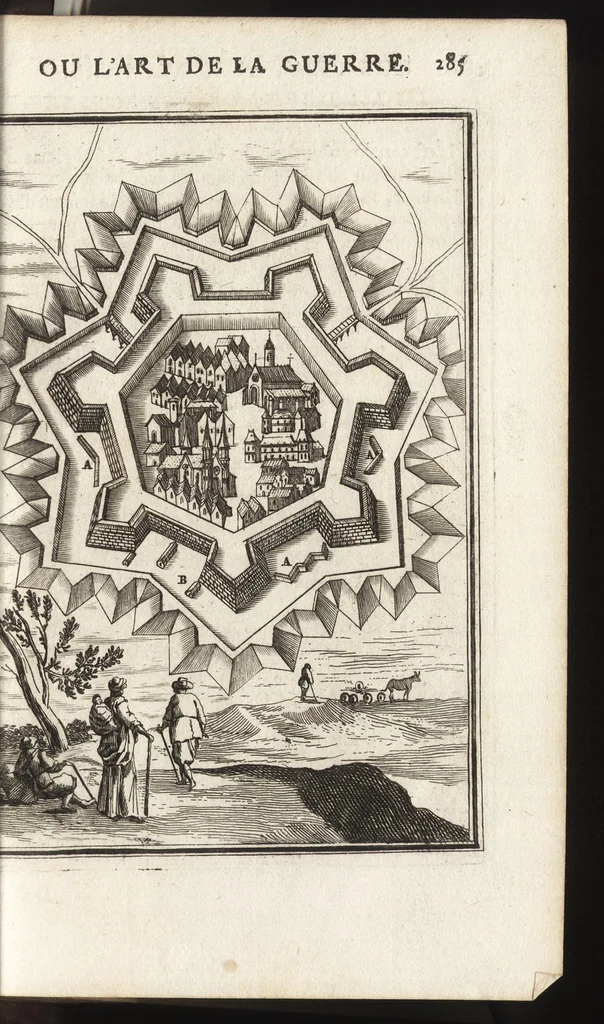 An illustration from Les travaux de Mars, ou, L'art de la guerre : divisé en trois parties ... : avec un ample détail de la milice des Turcs, tant pour l'attaque que pour la deffence : ouvrage enrichi de plus de quatre cens planches gravées en taille-douce, 1684, leaf 300