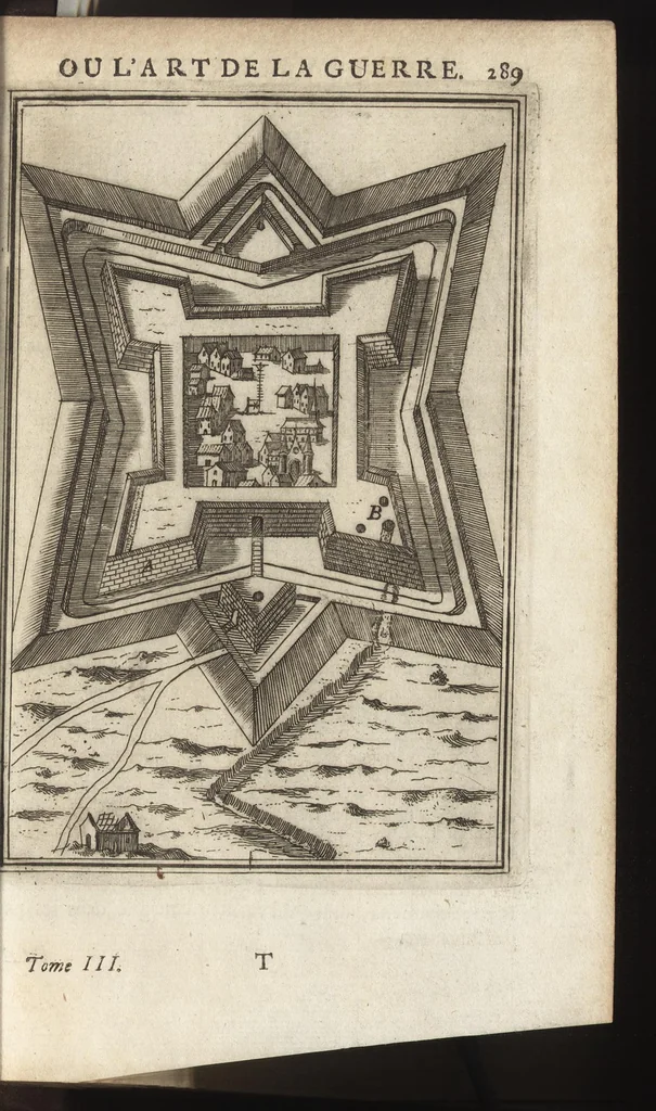 An illustration from Les travaux de Mars, ou, L'art de la guerre : divisé en trois parties ... : avec un ample détail de la milice des Turcs, tant pour l'attaque que pour la deffence : ouvrage enrichi de plus de quatre cens planches gravées en taille-douce, 1684, leaf 304