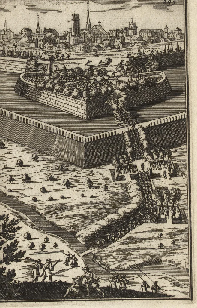 An illustration from Les travaux de Mars, ou, L'art de la guerre : divisé en trois parties ... : avec un ample détail de la milice des Turcs, tant pour l'attaque que pour la deffence : ouvrage enrichi de plus de quatre cens planches gravées en taille-douce, 1684, leaf 308