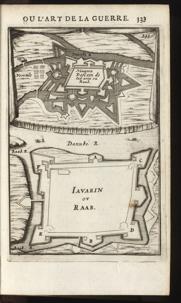 An illustration from Les travaux de Mars, ou, L'art de la guerre : divisé en trois parties ... : avec un ample détail de la milice des Turcs, tant pour l'attaque que pour la deffence : ouvrage enrichi de plus de quatre cens planches gravées en taille-douce, 1684, leaf 348