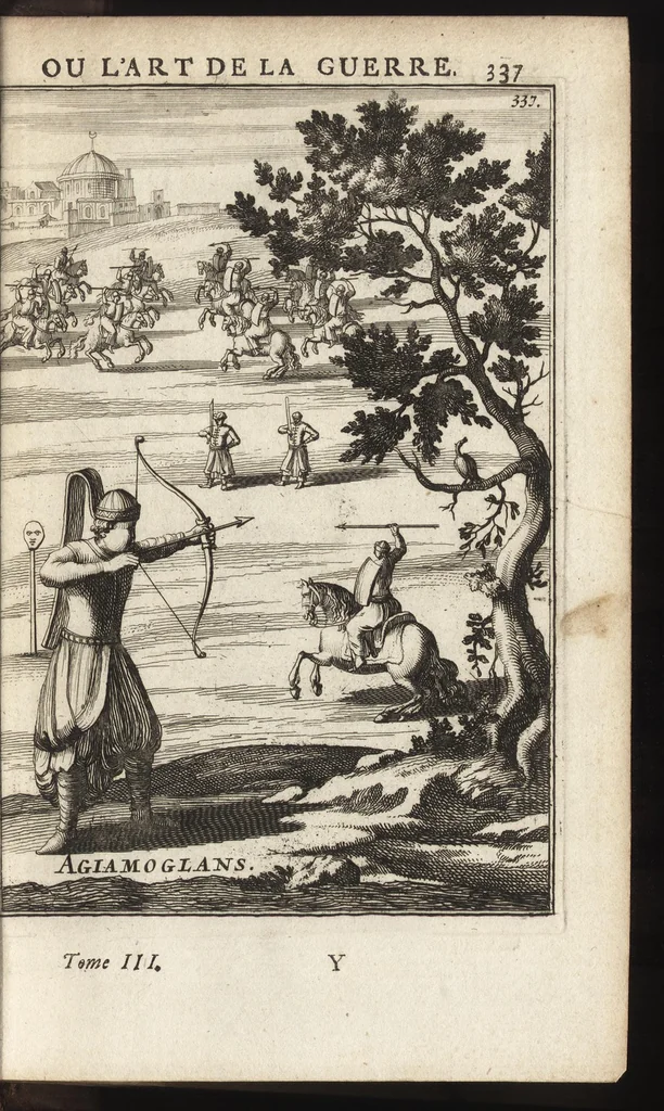 An illustration from Les travaux de Mars, ou, L'art de la guerre : divisé en trois parties ... : avec un ample détail de la milice des Turcs, tant pour l'attaque que pour la deffence : ouvrage enrichi de plus de quatre cens planches gravées en taille-douce, 1684, leaf 352