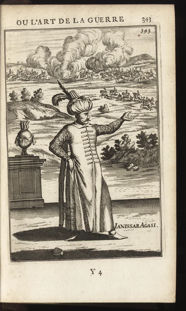 An illustration from Les travaux de Mars, ou, L'art de la guerre : divisé en trois parties ... : avec un ample détail de la milice des Turcs, tant pour l'attaque que pour la deffence : ouvrage enrichi de plus de quatre cens planches gravées en taille-douce, 1684, leaf 358