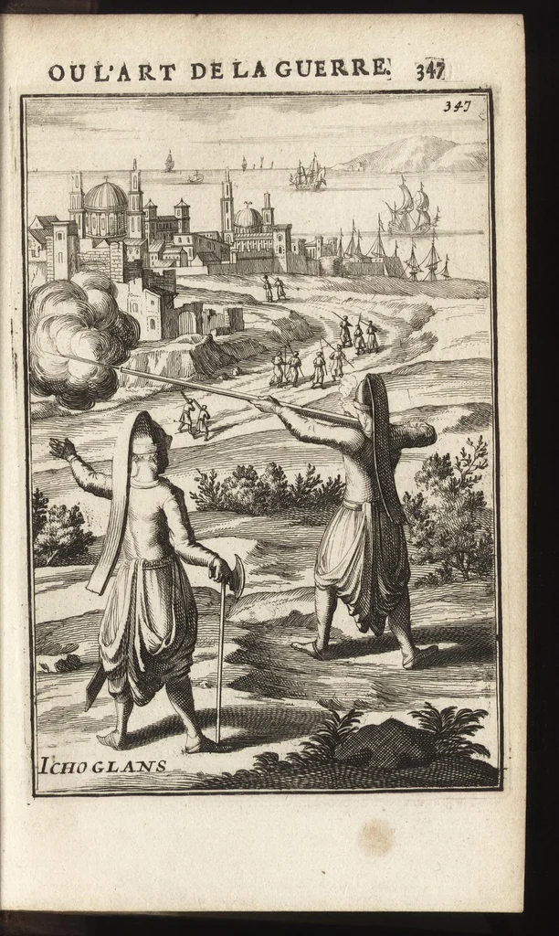 An illustration from Les travaux de Mars, ou, L'art de la guerre : divisé en trois parties ... : avec un ample détail de la milice des Turcs, tant pour l'attaque que pour la deffence : ouvrage enrichi de plus de quatre cens planches gravées en taille-douce, 1684, leaf 362