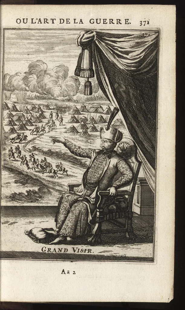 An illustration from Les travaux de Mars, ou, L'art de la guerre : divisé en trois parties ... : avec un ample détail de la milice des Turcs, tant pour l'attaque que pour la deffence : ouvrage enrichi de plus de quatre cens planches gravées en taille-douce, 1684, leaf 386