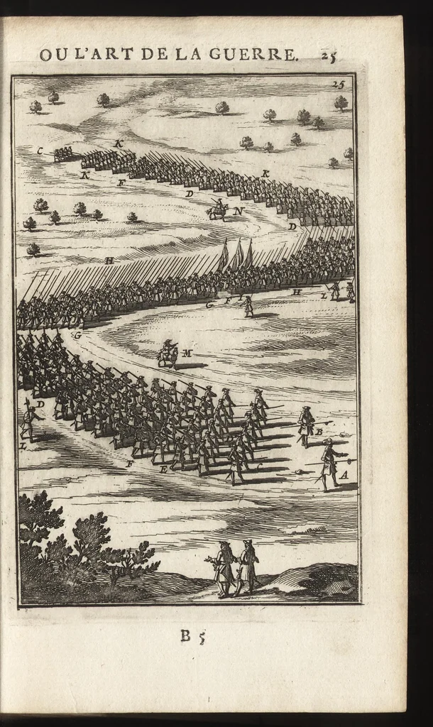 An illustration from Les travaux de Mars, ou, L'art de la guerre : divisé en trois parties ... : avec un ample détail de la milice des Turcs, tant pour l'attaque que pour la deffence : ouvrage enrichi de plus de quatre cens planches gravées en taille-douce, 1684, leaf 40