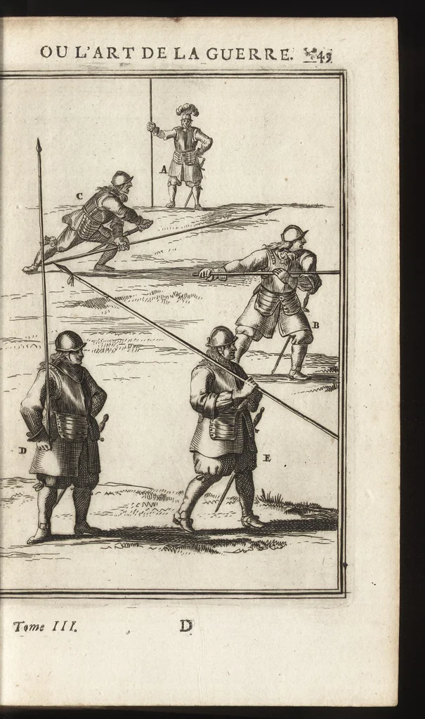 An illustration from Les travaux de Mars, ou, L'art de la guerre : divisé en trois parties ... : avec un ample détail de la milice des Turcs, tant pour l'attaque que pour la deffence : ouvrage enrichi de plus de quatre cens planches gravées en taille-douce, 1684, leaf 64