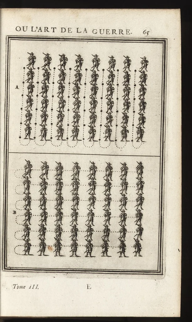 An illustration from Les travaux de Mars, ou, L'art de la guerre : divisé en trois parties ... : avec un ample détail de la milice des Turcs, tant pour l'attaque que pour la deffence : ouvrage enrichi de plus de quatre cens planches gravées en taille-douce, 1684, leaf 80