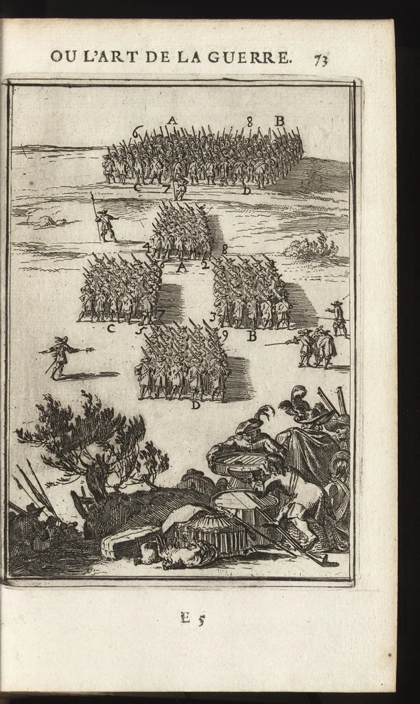 An illustration from Les travaux de Mars, ou, L'art de la guerre : divisé en trois parties ... : avec un ample détail de la milice des Turcs, tant pour l'attaque que pour la deffence : ouvrage enrichi de plus de quatre cens planches gravées en taille-douce, 1684, leaf 88