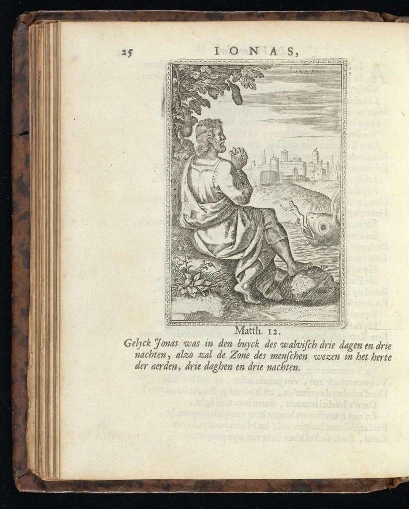 An illustration from De helden Godes des ouwden verbonds : met kunstige beeldenissen vertoont, en poeetelijk verklaert ; midsgaders, eem Hymnus of lofzangh van de christelijcke ridder ; en De heerlijckeheyd van Salomon, 1699, leaf 63