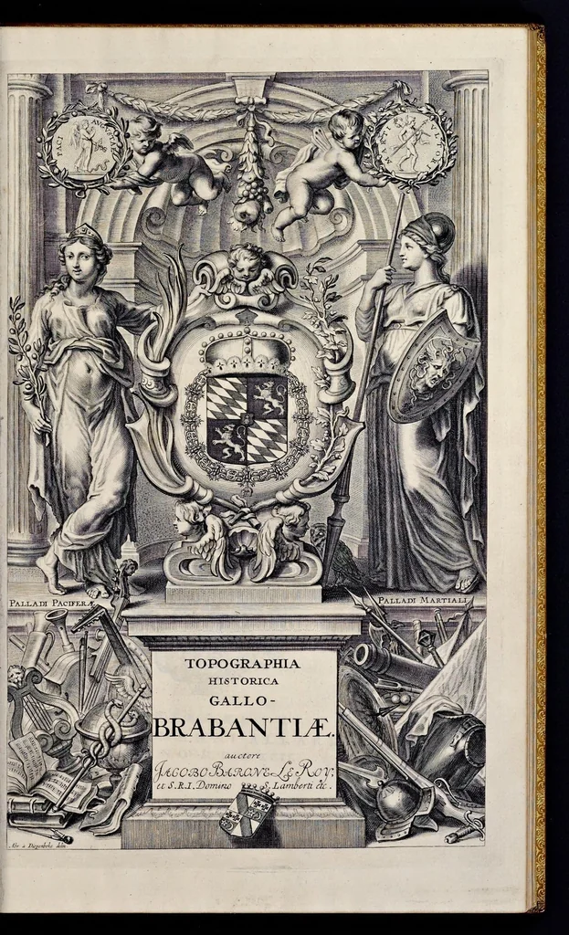 An illustration from Topographia historica Gallo-Brabantiae : quâ Romanduae oppida muncipia & dominia illustrantur : atque monasteria, nobiliumque praetoria castellaque in aes incisa exhibentur, 1692, leaf 10