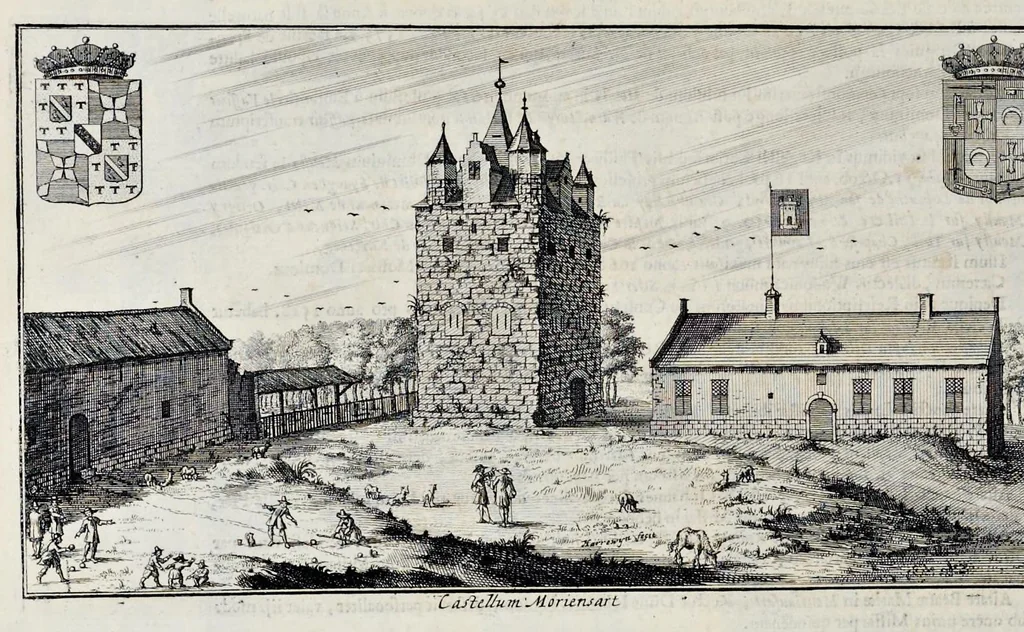 An illustration from Topographia historica Gallo-Brabantiae : quâ Romanduae oppida muncipia & dominia illustrantur : atque monasteria, nobiliumque praetoria castellaque in aes incisa exhibentur, 1692, leaf 191