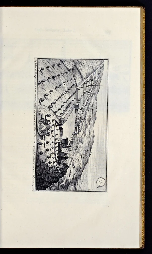 An illustration from Topographia historica Gallo-Brabantiae : quâ Romanduae oppida muncipia & dominia illustrantur : atque monasteria, nobiliumque praetoria castellaque in aes incisa exhibentur, 1692, leaf 72