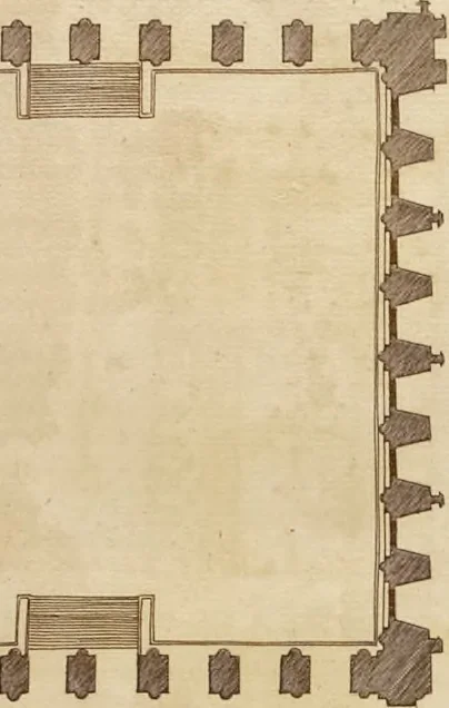 An illustration from Nicolai Goldmans Vollständige Anweisung zu der Civil-Bau-Kunst : in welcher nicht nur die fünff Ordnungen, samt den darzu gehörigen Fenster-Gesimsen, Kämpffern, Geländer-Dockeb und Bilderstühlen, auf eine neue und sonderbare leichte Art aufzureissen deutlich gewiesen, sondern zugleich getreulich entdecket wird ..., 1708, leaf 102