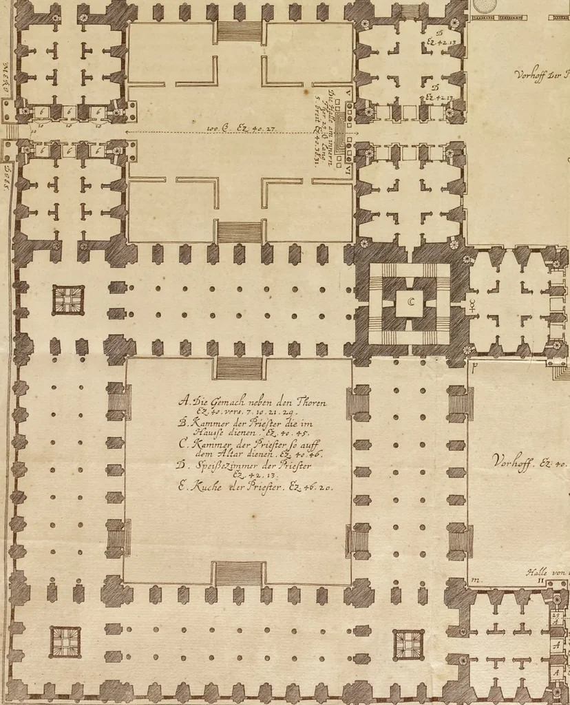 An illustration from Nicolai Goldmans Vollständige Anweisung zu der Civil-Bau-Kunst : in welcher nicht nur die fünff Ordnungen, samt den darzu gehörigen Fenster-Gesimsen, Kämpffern, Geländer-Dockeb und Bilderstühlen, auf eine neue und sonderbare leichte Art aufzureissen deutlich gewiesen, sondern zugleich getreulich entdecket wird ..., 1708, leaf 102