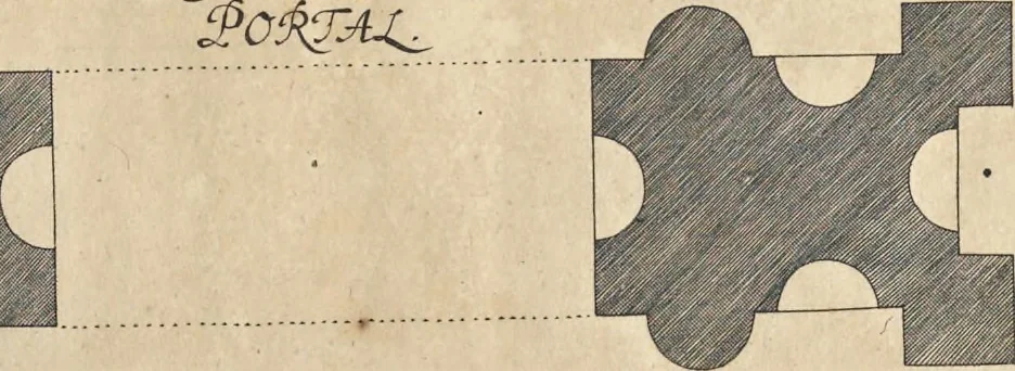 An illustration from Nicolai Goldmans Vollständige Anweisung zu der Civil-Bau-Kunst : in welcher nicht nur die fünff Ordnungen, samt den darzu gehörigen Fenster-Gesimsen, Kämpffern, Geländer-Dockeb und Bilderstühlen, auf eine neue und sonderbare leichte Art aufzureissen deutlich gewiesen, sondern zugleich getreulich entdecket wird ..., 1708, leaf 232
