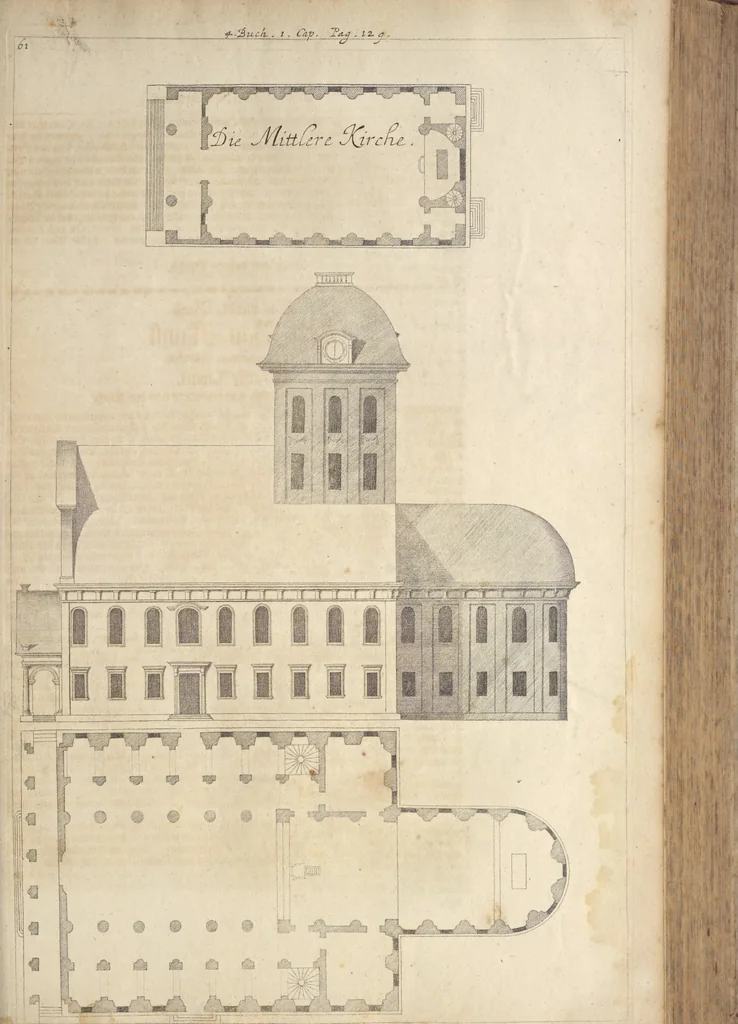 An illustration from Nicolai Goldmans Vollständige Anweisung zu der Civil-Bau-Kunst : in welcher nicht nur die fünff Ordnungen, samt den darzu gehörigen Fenster-Gesimsen, Kämpffern, Geländer-Dockeb und Bilderstühlen, auf eine neue und sonderbare leichte Art aufzureissen deutlich gewiesen, sondern zugleich getreulich entdecket wird ..., 1708, leaf 282