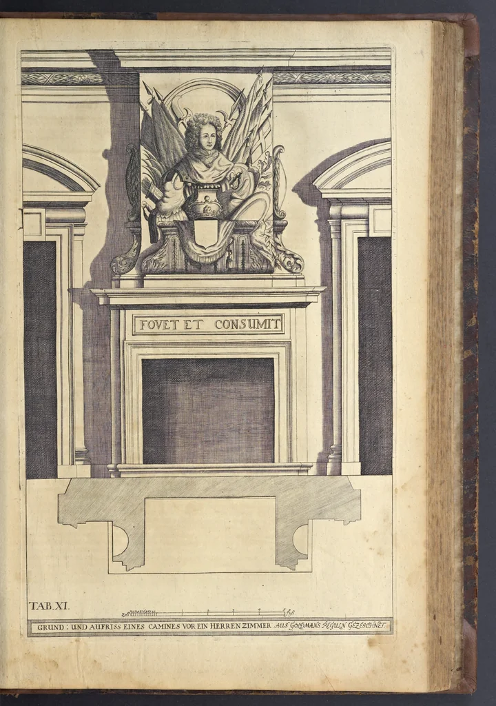 An illustration from Nicolai Goldmans Vollständige Anweisung zu der Civil-Bau-Kunst : in welcher nicht nur die fünff Ordnungen, samt den darzu gehörigen Fenster-Gesimsen, Kämpffern, Geländer-Dockeb und Bilderstühlen, auf eine neue und sonderbare leichte Art aufzureissen deutlich gewiesen, sondern zugleich getreulich entdecket wird ..., 1708, leaf 436