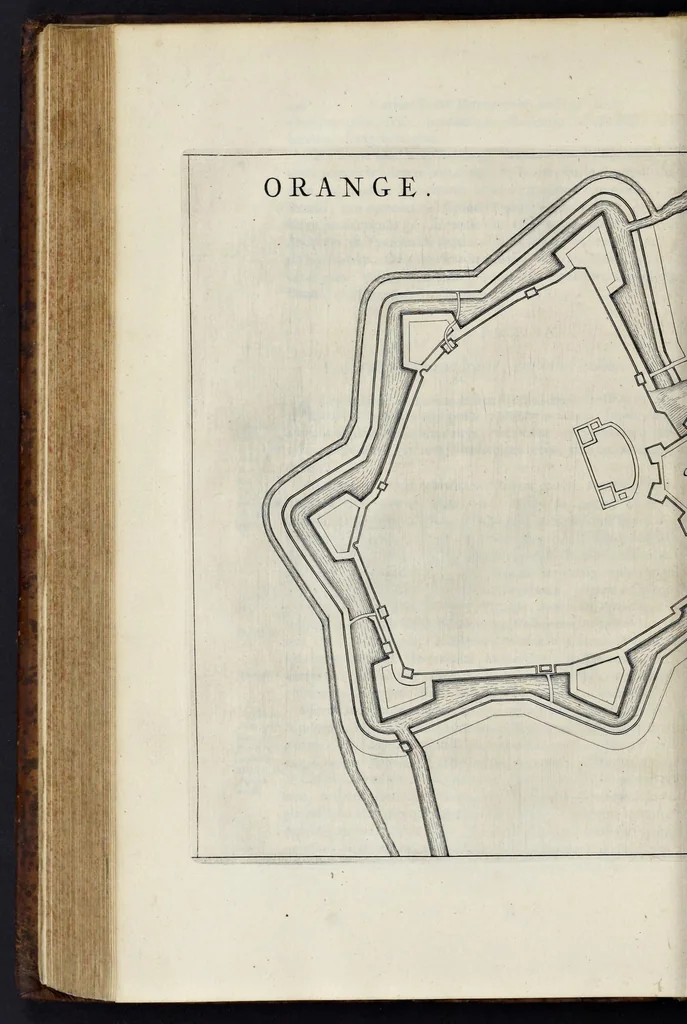 An illustration from Matthiae Dögen Dramburgensis marchici Architectura militaris moderna : varijs historijs, tam veteribus quam novis confirmata, et praecipuis totius Europae munimentis, ad exemplum adductis exornata, 1647, leaf 397