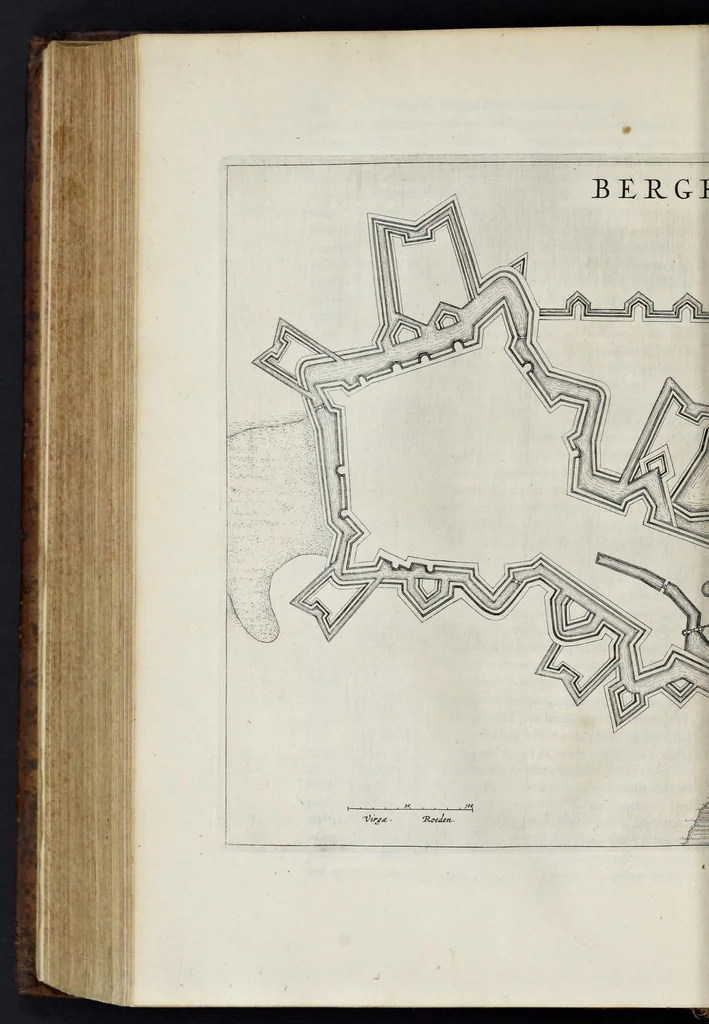 An illustration from Matthiae Dögen Dramburgensis marchici Architectura militaris moderna : varijs historijs, tam veteribus quam novis confirmata, et praecipuis totius Europae munimentis, ad exemplum adductis exornata, 1647, leaf 583