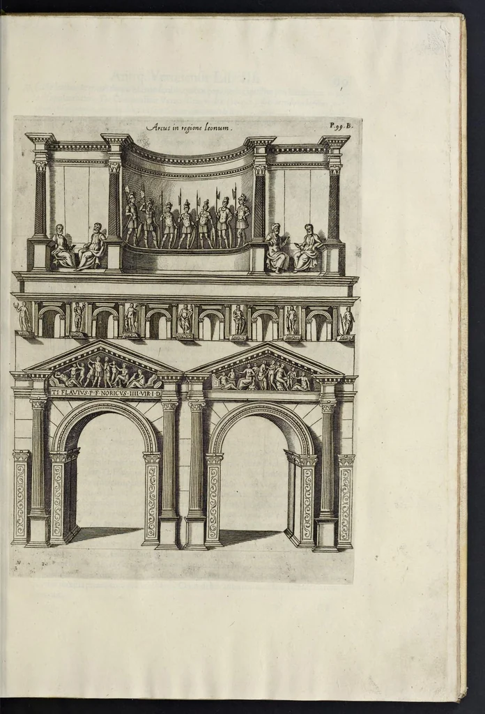 An illustration from Onuphrii Panuinii Veronensis Antiquitatum Veronensium libri VIII : nunc primum in lucem editi variisq[ue] iconibus et antiquis inscriptionibus locupletati, 1648, leaf 162